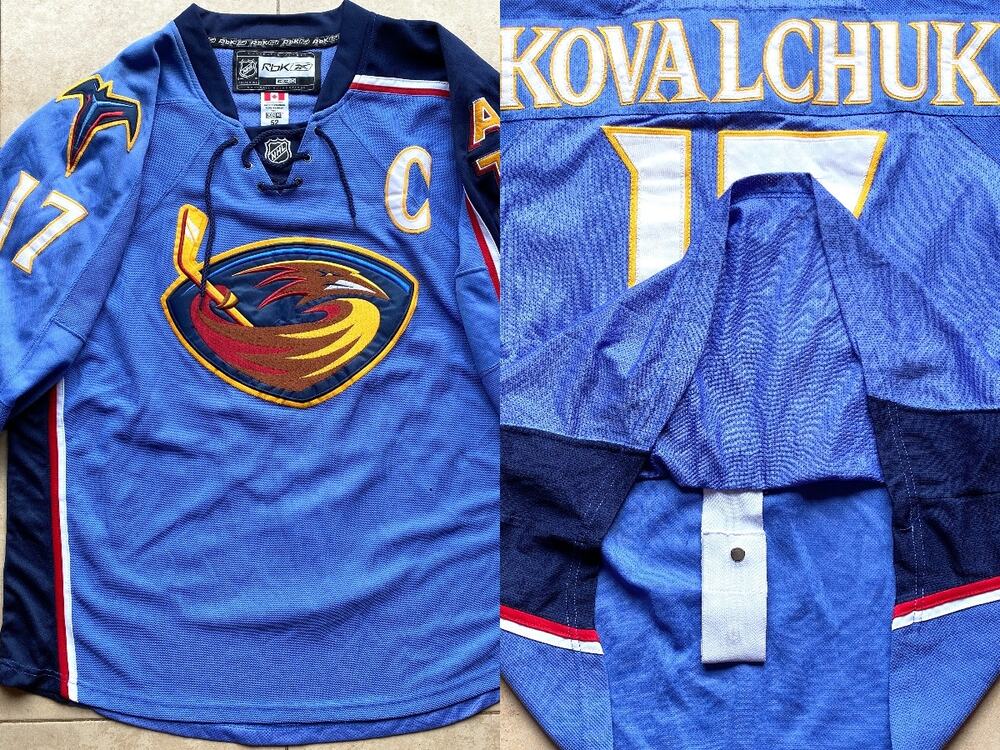 NEW Ilya KOVALCHUK Atlanta Thrashers 2000s RBK Authentic jersey 52 blue NHL vtg